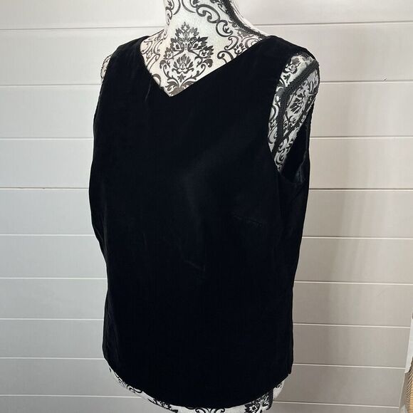 Talbots Vintage Black Velvet Shell Button Back Top 10 Victorian Goth Regency - Picture 5 of 11